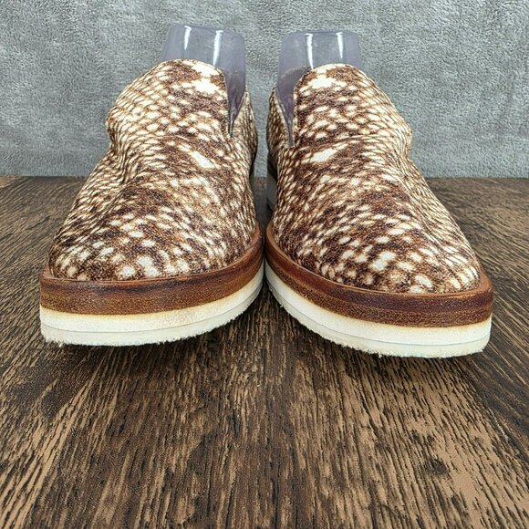 Free People Snake Eye Velvet Loafers 40 9.5 Brown Cream Slip On Comfort Casual - Picture 4 of 13